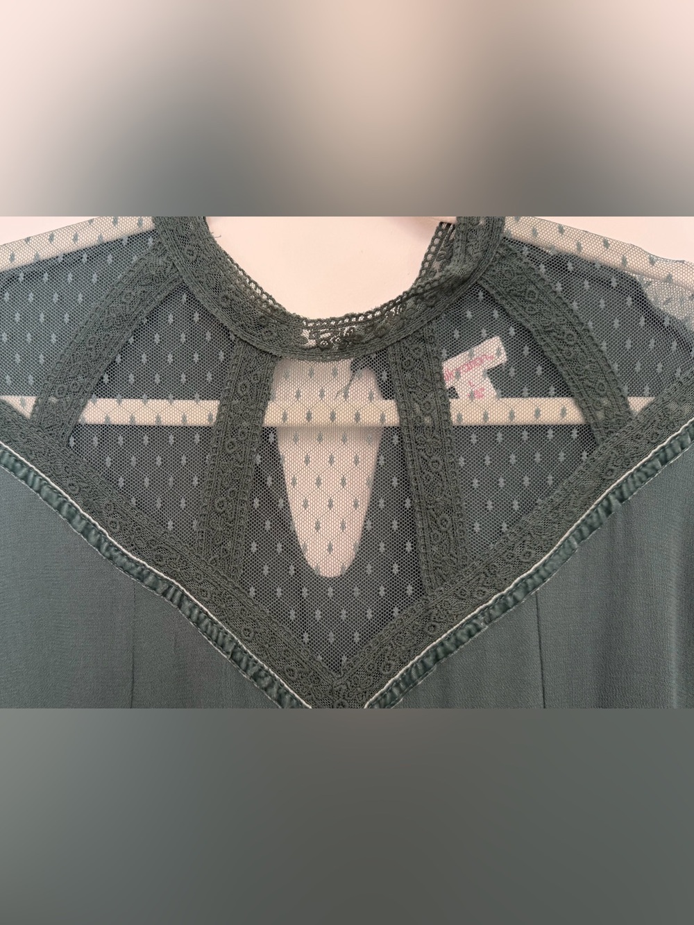 Xhilaration Teal Green Long-Sleeve Sheer-Yoke Dress - Picture 4 of 10